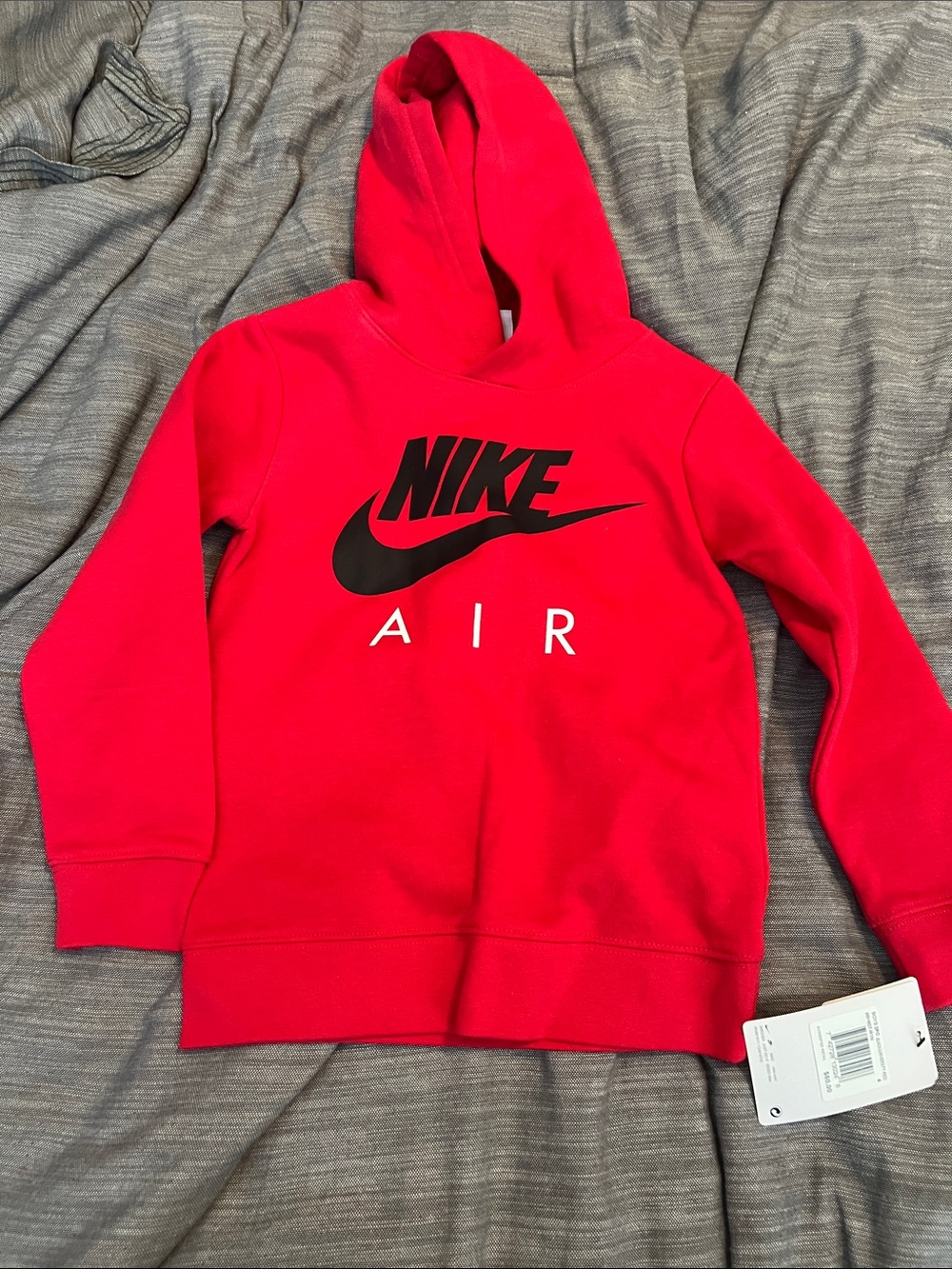 Nike Kids Red Hoodie with Black Swoosh and AIR